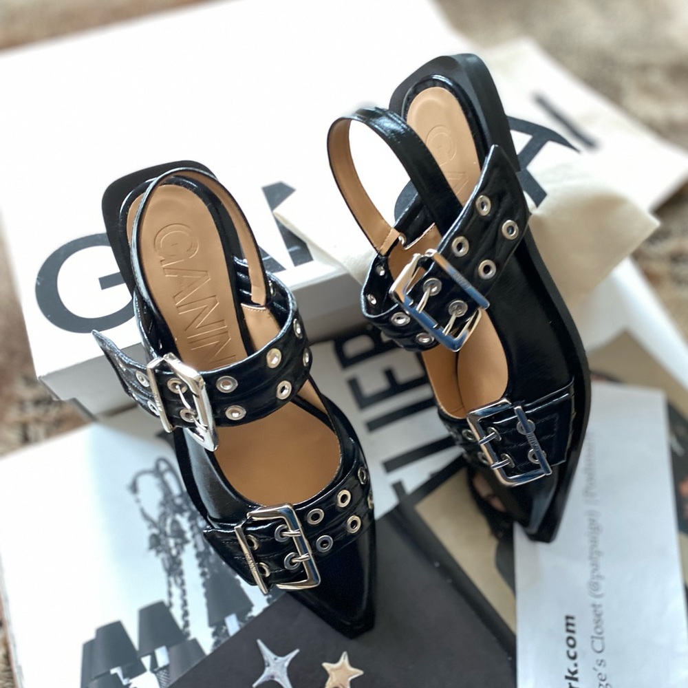 GANNI Chunky Buckle Ballerina Flats